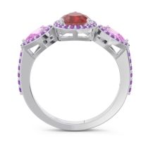 Halo Three Stone Pear Shape Varsana Ring
