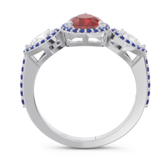 Halo Three Stone Pear Shape Varsana Ring
