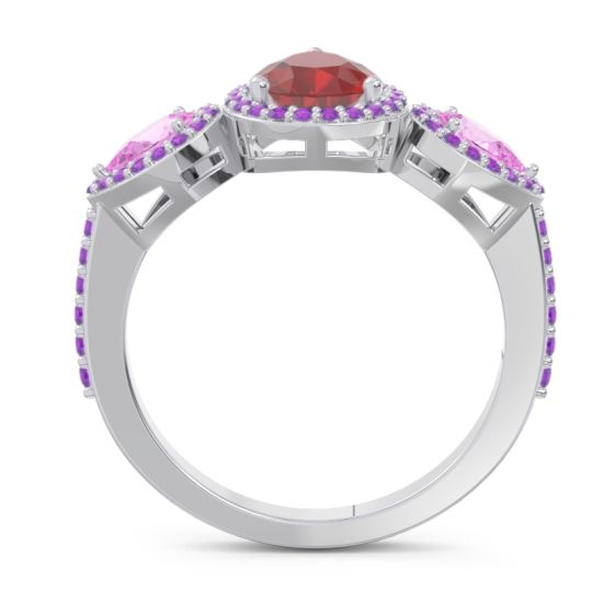 Halo Three Stone Pear Shape Varsana Ring