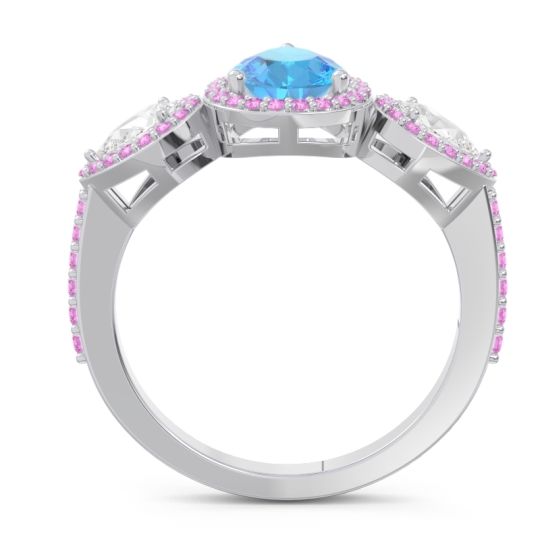Halo Three Stone Pear Shape Varsana Ring