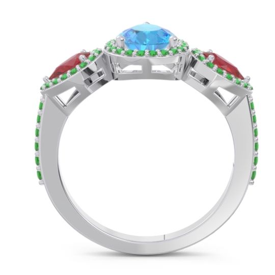 Halo Three Stone Pear Shape Varsana Ring
