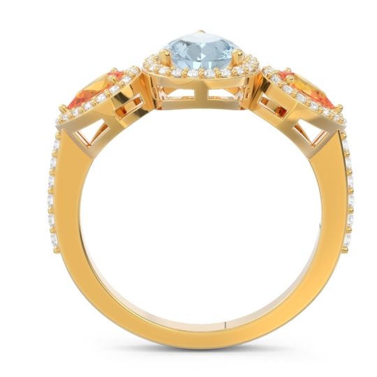 Halo Three Stone Pear Shape Varsana Ring