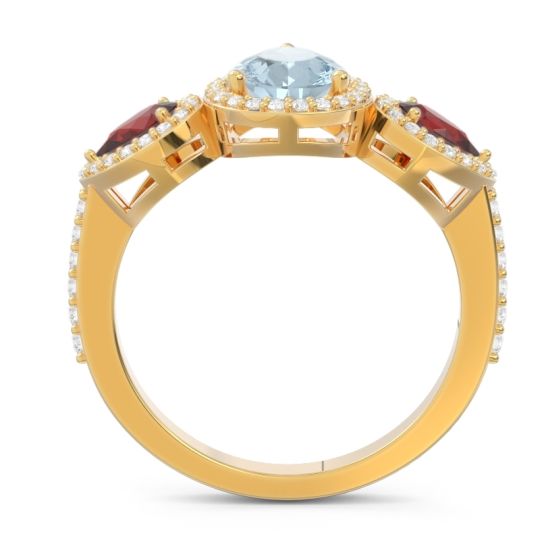 Halo Three Stone Pear Shape Varsana Ring