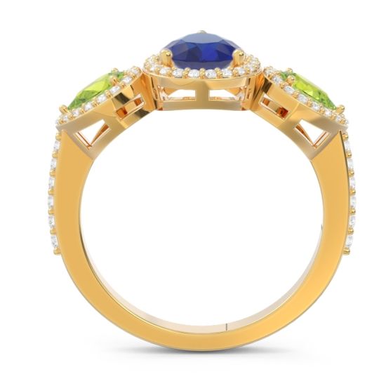 Halo Three Stone Pear Shape Varsana Ring