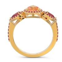 Halo Three Stone Pear Shape Varsana Ring