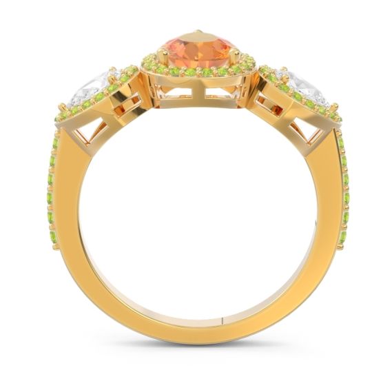 Halo Three Stone Pear Shape Varsana Ring