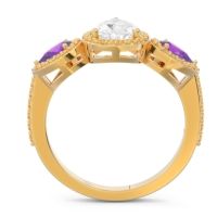 Halo Three Stone Pear Shape Varsana Ring