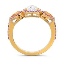 Halo Three Stone Pear Shape Varsana Ring
