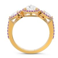 Halo Three Stone Pear Shape Varsana Ring