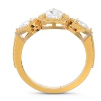 Halo Three Stone Pear Shape Varsana Ring