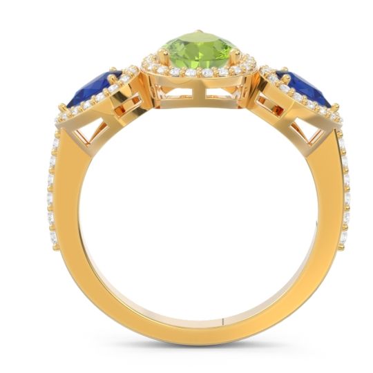 Halo Three Stone Pear Shape Varsana Ring