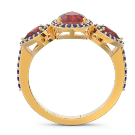 Halo Three Stone Pear Shape Varsana Ring
