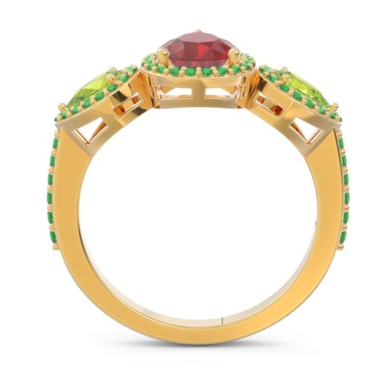 Halo Three Stone Pear Shape Varsana Ring