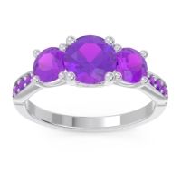 Amethyst Ring In Palladium Zasti Round Three-stone Ring