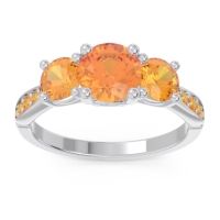 Citrine Ring In Palladium Zasti Round Three-stone Ring