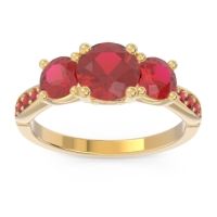 Ruby Ring In 14k Yellow Gold Zasti Round Three-stone Ring