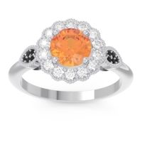Citrine Ring In 18k White Gold With Lab Diamond And Black Onyx Narayantra Round Antique Ring
