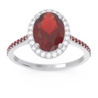 Garnet Ring In Palladium With Diamond Parampara Oval Halo Ring