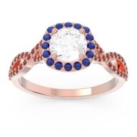 Lab Diamond Ring In 14K Rose Gold With Blue Sapphire And Garnet Arenu Round Modern Ring