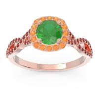 Emerald Ring In 18K Rose Gold With Citrine And Garnet Arenu Round Modern Ring