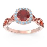 Ruby Ring In 14K Rose Gold With Aquamarine And Garnet Arenu Round Modern Ring