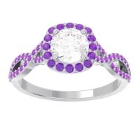 Lab Diamond Ring In Palladium With Amethyst Arenu Round Modern Ring