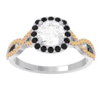 Lab Diamond Ring In Palladium With Black Onyx And Citrine Arenu Round Modern Ring