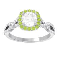 Lab Diamond Ring In Palladium With Peridot Arenu Round Modern Ring