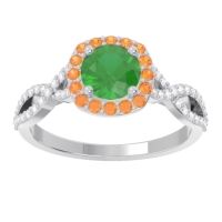 Emerald Engagement Ring In Palladium With Citrine And Diamond - Arenu Round Modern Ring
