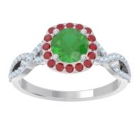 Emerald Ring In Palladium With Ruby And Aquamarine Arenu Round Modern Ring