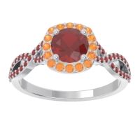 Ruby Ring In Palladium With Citrine And Garnet Arenu Round Modern Ring