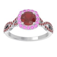 Ruby Ring In Palladium With Pink Tourmaline And Garnet Arenu Round Modern Ring