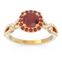 Ruby Engagement Ring In 14k Yellow Gold With Diamond - Arenu Round Modern Ring