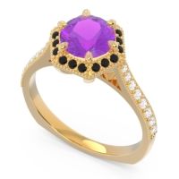 Halo Milgrain Pave Karkata Ring