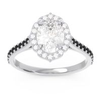 Diamond Ring In 14k White Gold With Black Onyx Tapas Oval Halo Ring