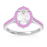Diamond Ring In 14k White Gold With Pink Tourmaline Tapas Oval Halo Ring