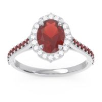 Garnet Ring In Palladium With Diamond Tapas Oval Halo Ring
