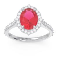 Halo Pave Grand Oval Prasava Ring