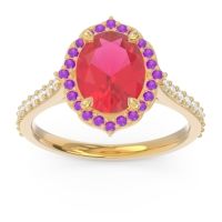 Halo Pave Grand Oval Prasava Ring