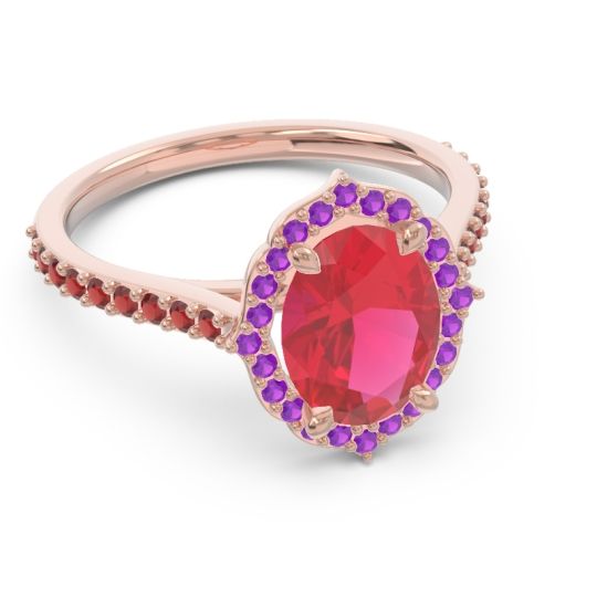 Halo Pave Grand Oval Prasava Ring