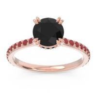 Black Onyx Ring In 18K Rose Gold With Ruby Veda Round Classic Ring