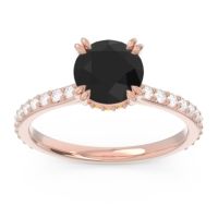 Black Onyx Ring In 14K Rose Gold With Citrine And Lab Diamond Veda Round Classic Ring