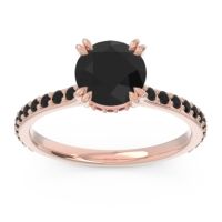 Black Onyx Ring In 18K Rose Gold With Ruby Veda Round Classic Ring