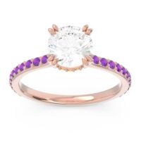 Diamond Ring In 14K Rose Gold With Citrine And Amethyst Veda Round Classic Ring
