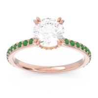 Diamond Ring In 14K Rose Gold With Citrine And Emerald Veda Round Classic Ring