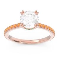 Diamond Ring In 14K Rose Gold With Emerald And Citrine Veda Round Classic Ring