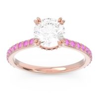 Diamond Ring In 14K Rose Gold With Garnet And Pink Tourmaline Veda Round Classic Ring