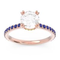 Diamond Ring In 18K Rose Gold With Peridot And Blue Sapphire Veda Round Classic Ring