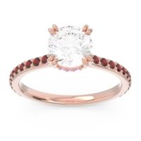 Diamond Ring In 18K Rose Gold With Pink Tourmaline And Garnet Veda Round Classic Ring