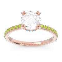 Diamond Ring In 18K Rose Gold With Swiss Blue Topaz And Peridot Veda Round Classic Ring